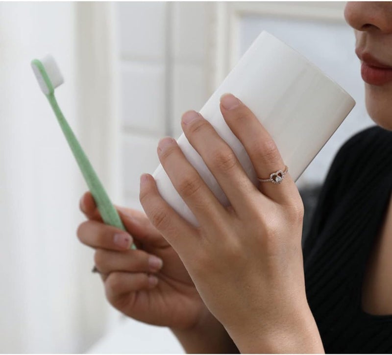 RabyLeo Ceramic mouthwash cup, simple home bathroom wash and brush rack, milk and yogurt breakfast cups. (White-A) - Image 3